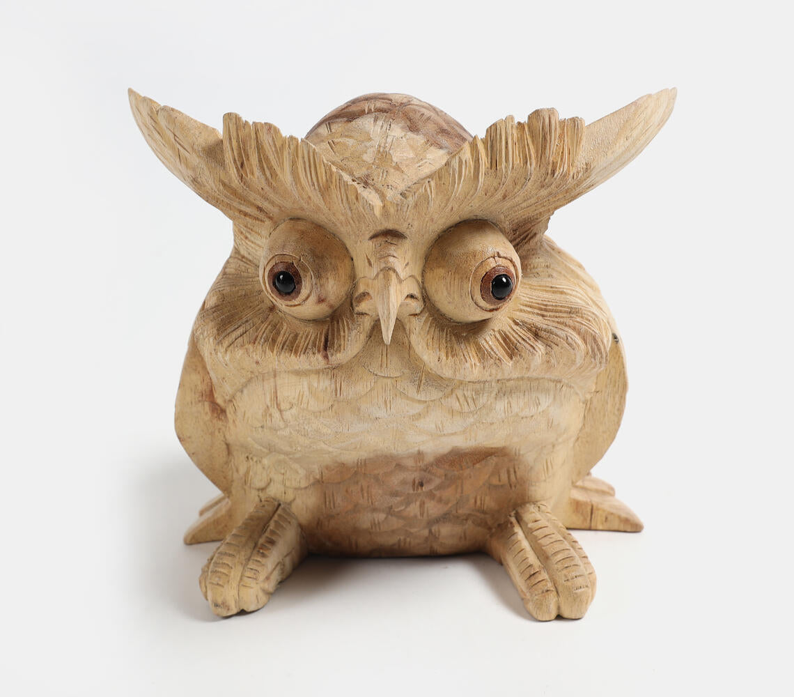 Hand Carved Wood Owl Showpiece