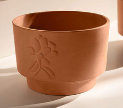 Terracotta Short Teravak Embossed Planter