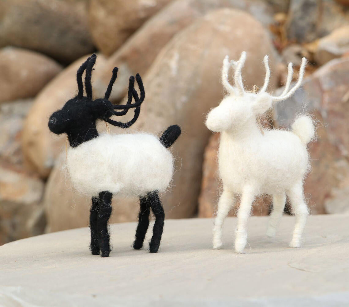 Christmas Felt Reindeer Ornaments (set of 2)