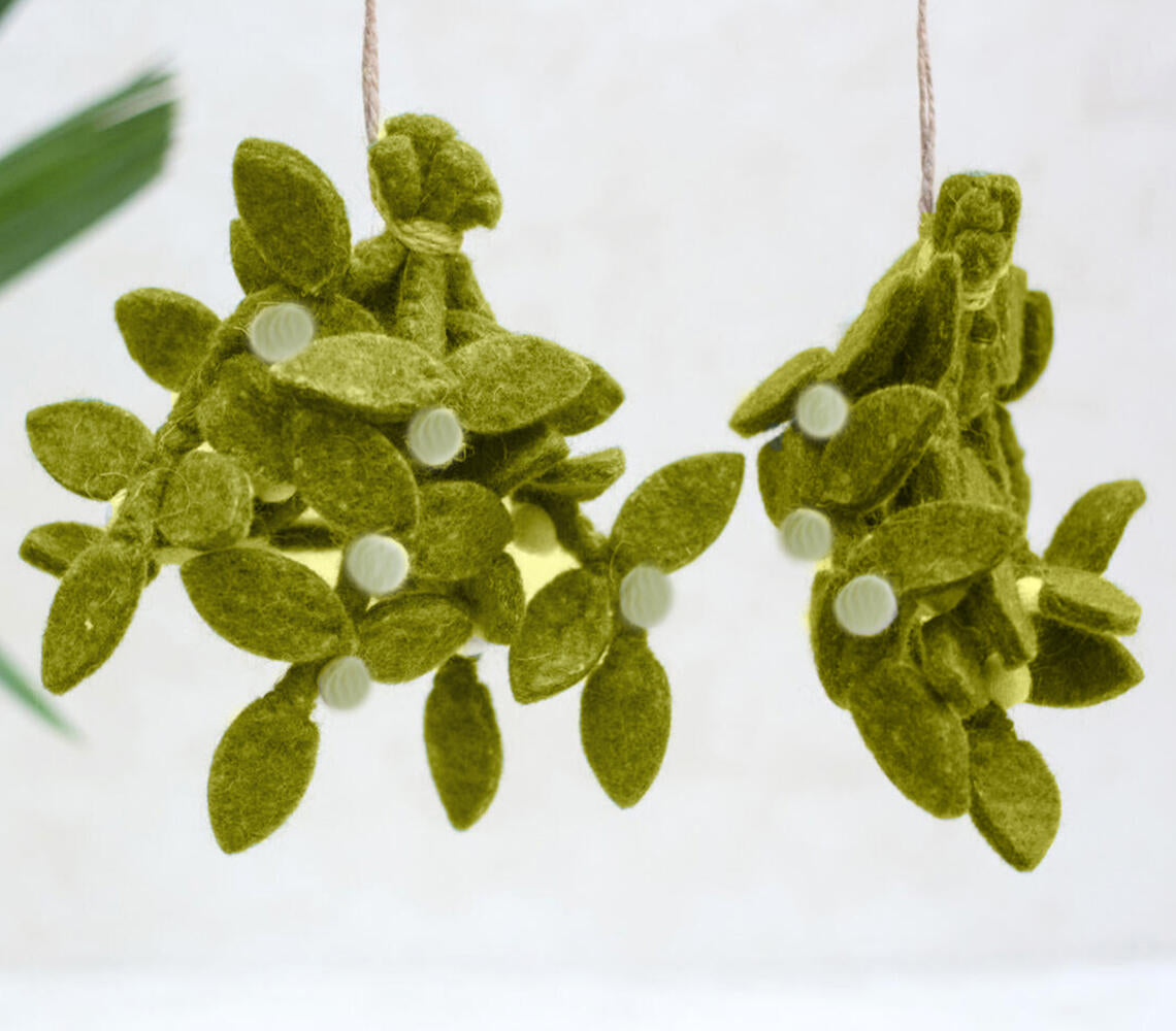 Christmas Mistletoe Felt Ornaments (set of 2)