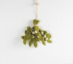 Christmas Mistletoe Felt Ornaments (set of 2)