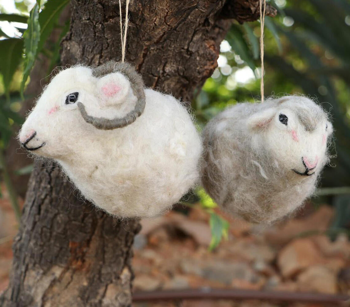Christmas Felt Sheep Ornaments (set of 2)