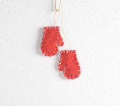 Christmas Mitten Felt Ornaments (set of 2)