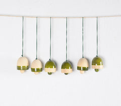Turned Wood Christmas tree ornaments (Set of 6)