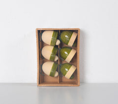 Turned Wood Christmas tree ornaments (Set of 6)