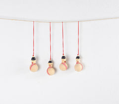 Turned Wood Christmas tree ornaments (Set of 4)