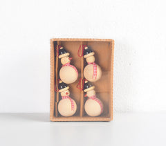 Turned Wood Christmas tree ornaments (Set of 4)