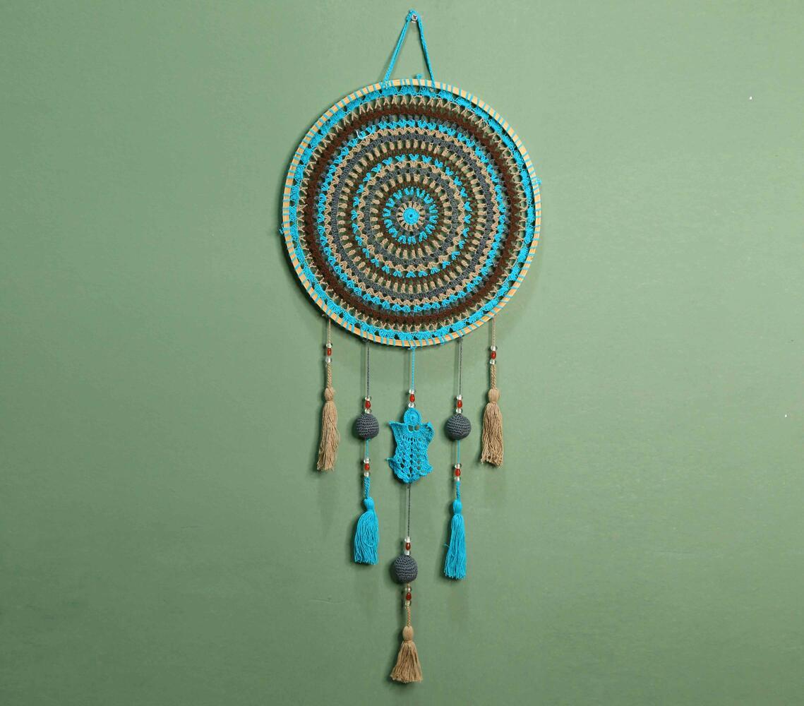 Crochet Earthy Teal Dreamcatcher