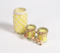 Filled Lavender Scented Jar Candles with Jute (Set of 3)
