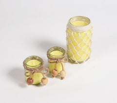 Filled Lavender Scented Jar Candles with Jute (Set of 3)