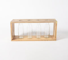 Handmade Wood & Glass Centerpiece - 4 Bottles