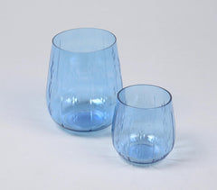Sky Blue Tinted Handmade Glass Votives (Set of 2)