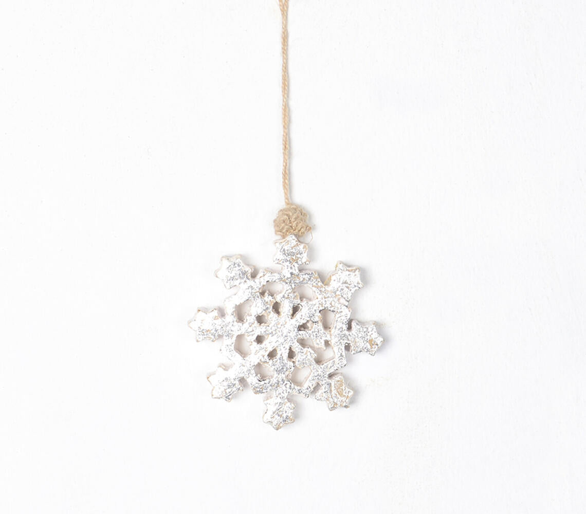 Hand Cut Wooden Christmas Snowflake Ornament