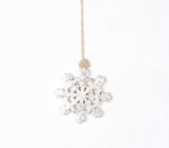 Hand Cut Wooden Christmas Snowflake Ornament