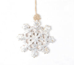 Hand Cut Wooden Christmas Snowflake Ornament