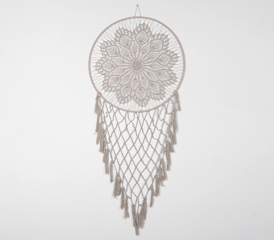 Neutral Crochet Mandala Dreamcatcher