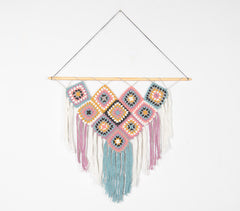 Pastel crochet Fringed Wall Hanging