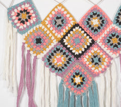 Pastel crochet Fringed Wall Hanging