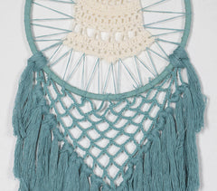 Teal Crochet Dreamcatcher with Bell Motif