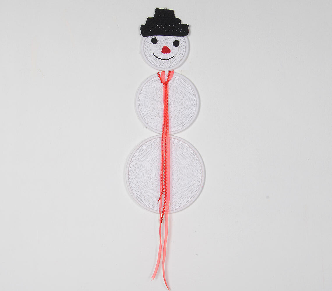 Xmas Snowman Crochet Wall Art