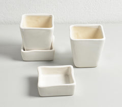 Ivory Ceramic Mini Flower pots (set of 2)