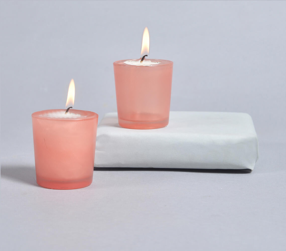 Coral Frosted Glass Votives (set of 2)