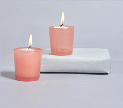 Coral Frosted Glass Votives (set of 2)