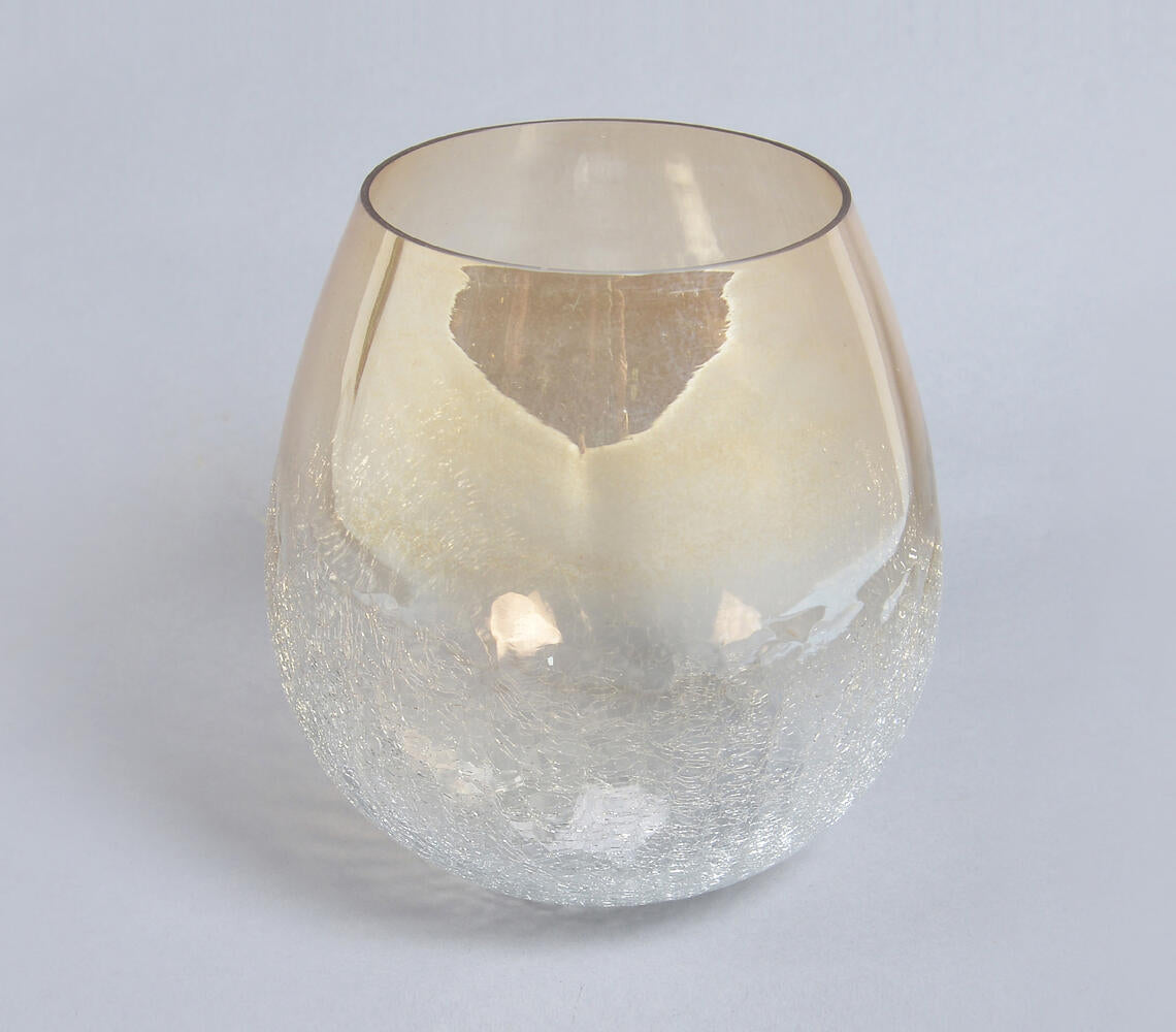 Gold Tones Glass Decorative Votive Jar
