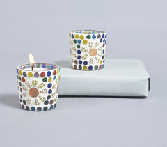 Multicolored mosaic Glass Votives (set of 2)