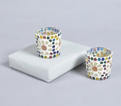 Multicolored mosaic Glass Votives (set of 2)