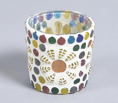 Multicolored mosaic Glass Votives (set of 2)