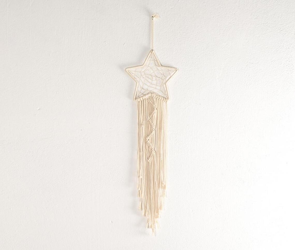 Macrame Fringed Star Wall décor with Pearls