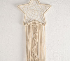 Macrame Fringed Star Wall décor with Pearls