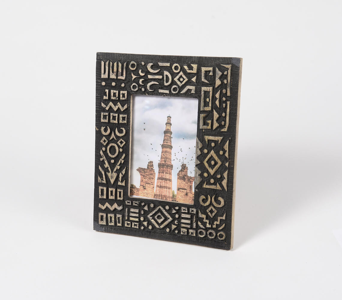 Engraved Tribal Pattern Mango Wood Photo Frame