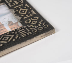 Engraved Tribal Pattern Mango Wood Photo Frame