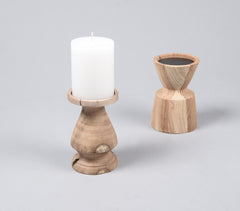 Recycled Turned Saal Wood Candle holder Q1