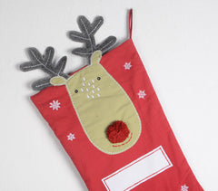 Reindeer Embroidered & Patchwork Stocking