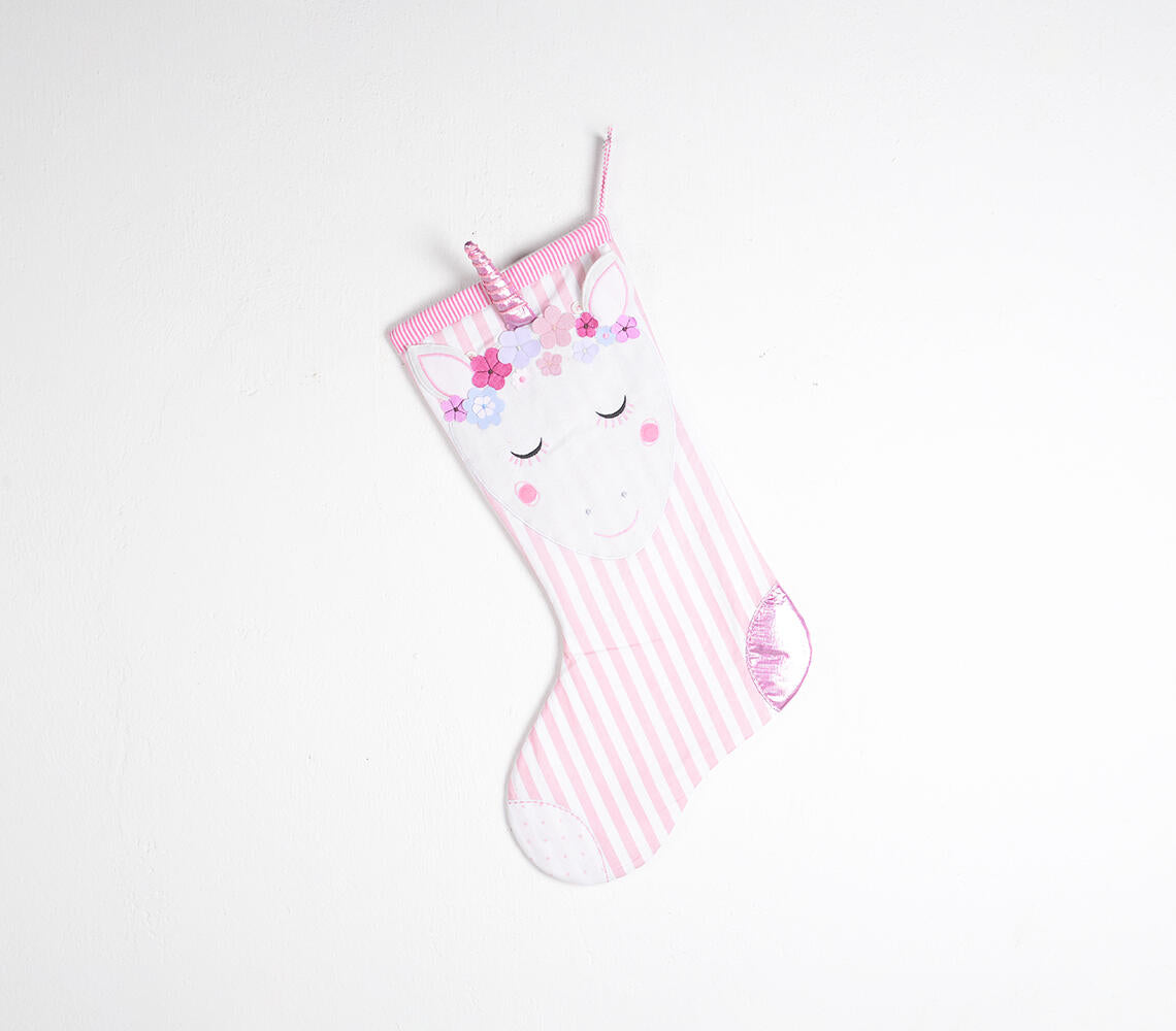 Unicorn Embroidered & Patchwork Stocking