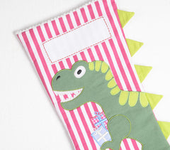 Dino Embroidered & Patchwork Stocking