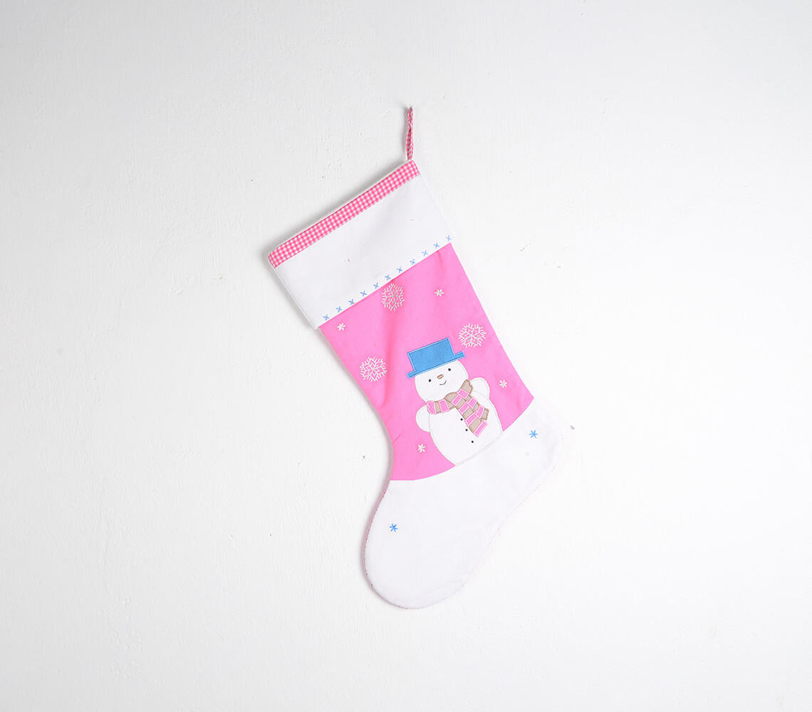 Snowman Embroidered & Patchwork Stocking
