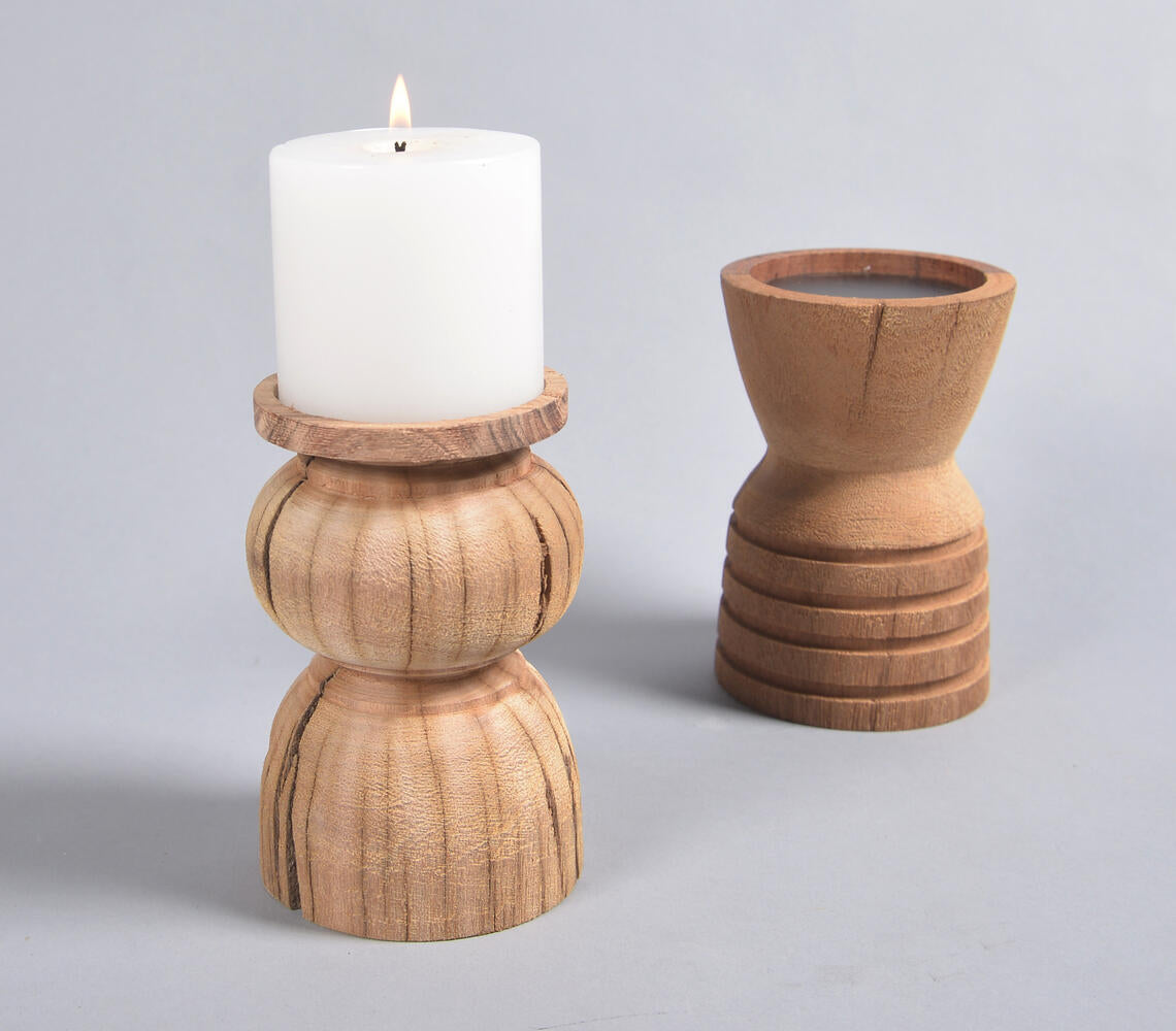 Recycled Wood Patterned Tea Light Holder