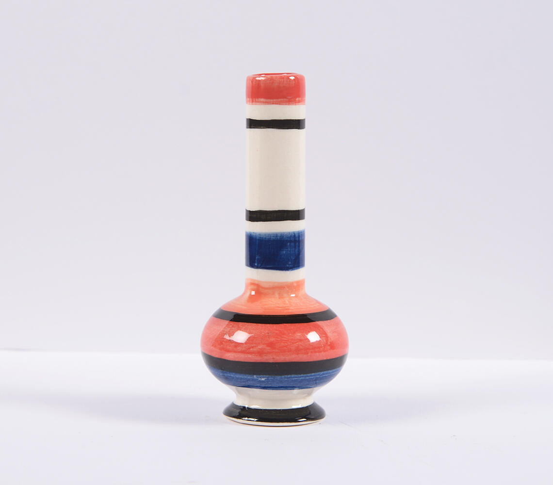 Glazed Ceramic Flask-Shaped Flower Vase