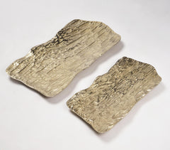 Lacquered Aluminium Bark-Shaped Decor Dishes (set of 2)