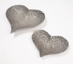 Lacquered Aluminium Heart-Shaped Decor Dishes (set of 2)