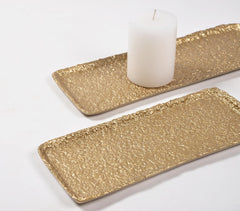 Laquered Aluminium Textured Decor Dishes (Set of 2)