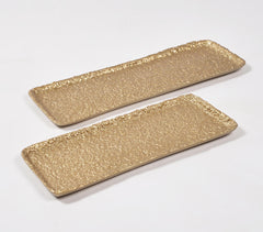 Laquered Aluminium Textured Decor Dishes (Set of 2)