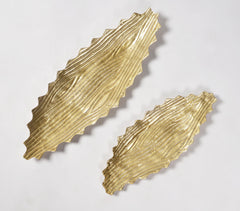 Lacquered Aluminium Abstract Leaf Décor Dishes (set of 2)