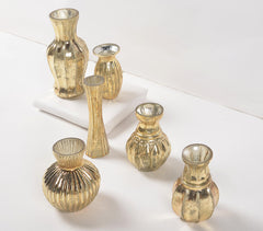 Assorted Golden Mercury Glass Vases (set of 6)