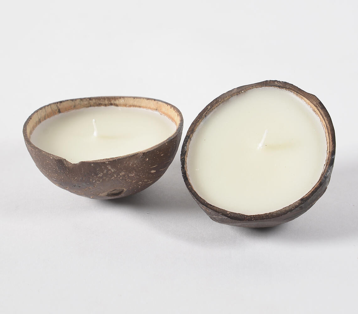 Eco- Friendly Coconut Shell Candles (set of 2)