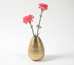 Ribbed Aluminium Vase with Golden Finish